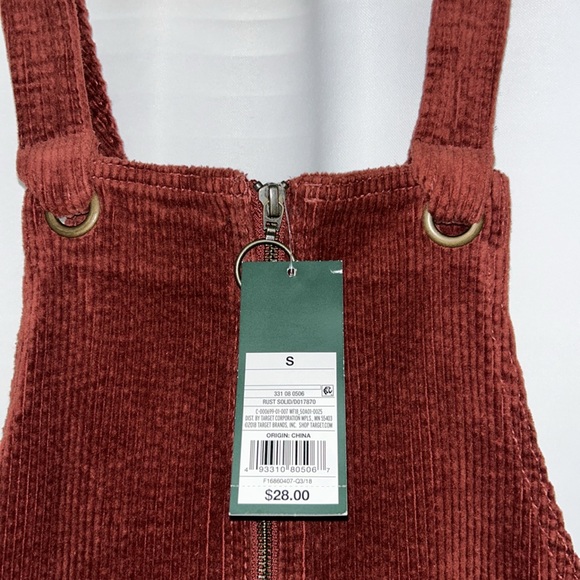 {Wild Fable} Burnt Orange Mini Overall Dress with Pockets, BRAND NEW - Picture 4 of 5